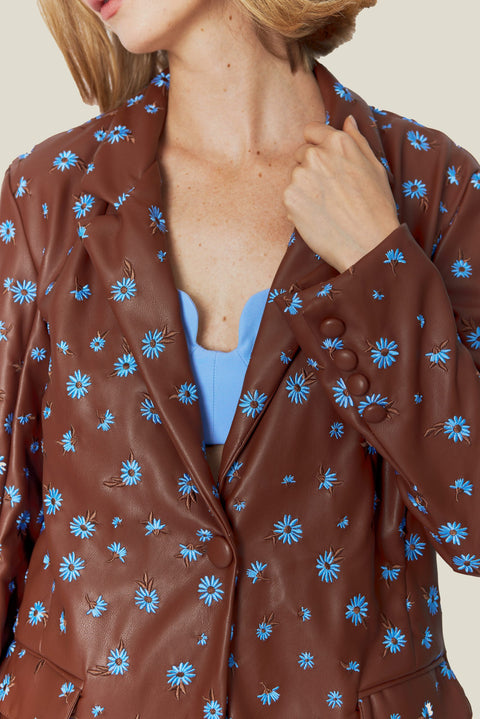 EMBROIDERED BROWN & BLUE BLAZER