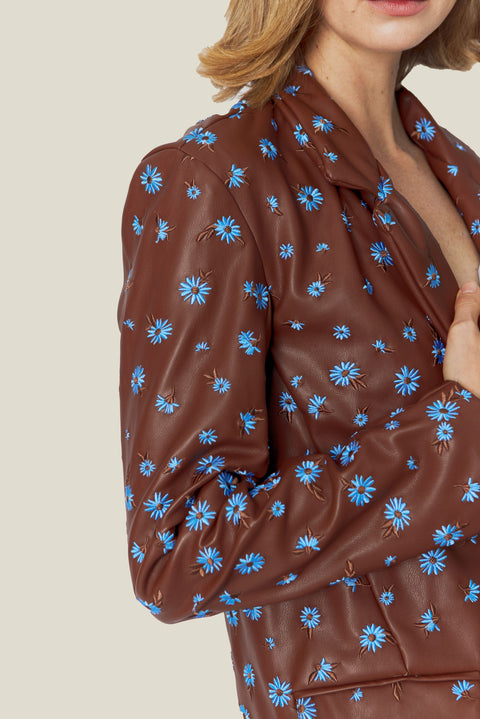 EMBROIDERED BROWN & BLUE PANTS