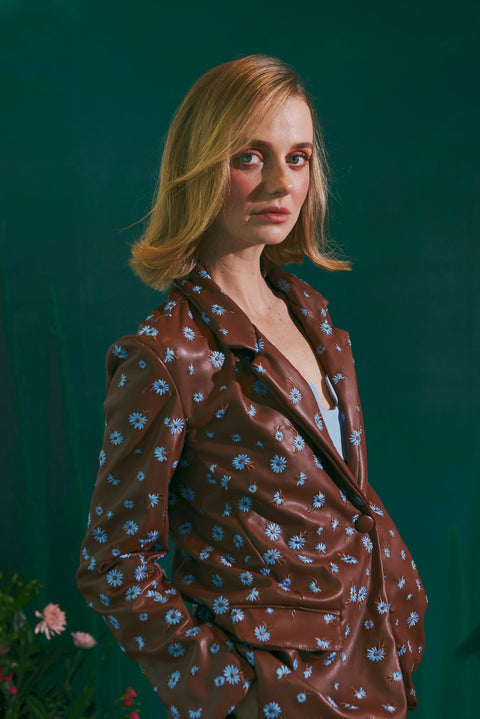 EMBROIDERED BROWN & BLUE PANTS